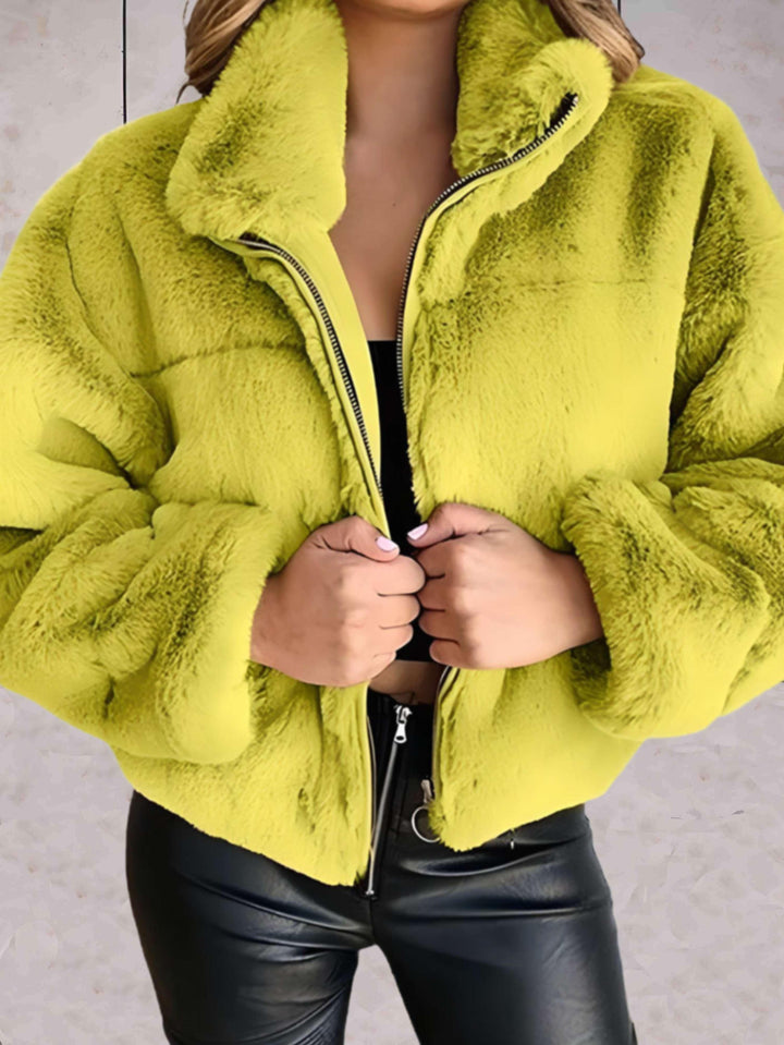 Cosyfaux - warme und kuschelige kunstpelzjacke mit reißverschluss