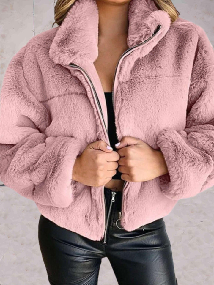 Cosyfaux - warme und kuschelige kunstpelzjacke mit reißverschluss